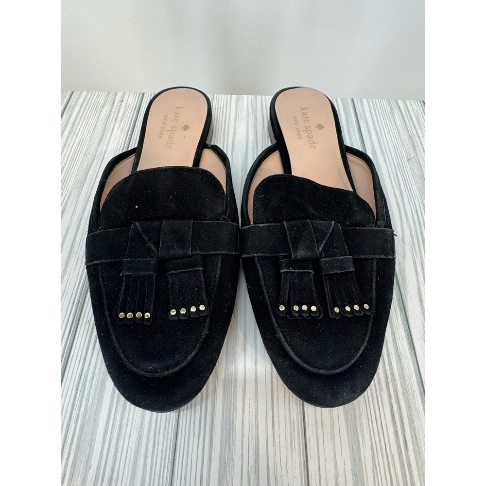 Kate Spade New York Women's Berkeley‎ Slide Black Suede Leather Loafer Mules 7B